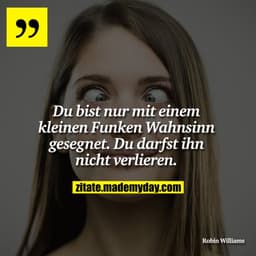 Du bist nur mit einem kleinen Funken Wahnsinn gesegnet. Du darfst ihn nicht verlieren.