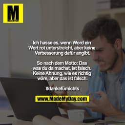 Ich hasse es, wenn Word ein Wort rot unterstreicht, aber keine Verbesserung dafür angibt.

So nach dem Motto: Das was du