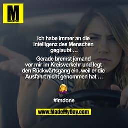 Ich habe immer an die Intelligenz des Menschen geglaubt …

Gerade bremst jemand vor mir im Kreisverkehr und legt den Rüc