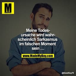 Meine Todesursache wird wahrscheinlich Sarkasmus im falschen Moment sein ...