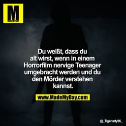 Du weißt, dass du alt wirst, wenn in einem Horrorfilm nervige Teenager umgebracht werden und du den Mörder verstehen kan