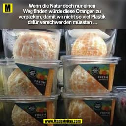 Wenn die Natur doch nur einen Weg finden würde diese Orangen zu verpacken, sodass wir nicht so viel Plastik dafür versch