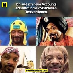 Ich, wie ich neue Accounts erstelle für die kostenlosen Testversionen.