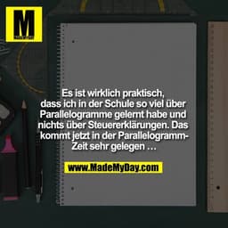 Es ist wirklich praktisch, dass ich in der Schule so viel über Parallelogramme gelernt habe und nichts über Steuererklär