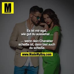 Es ist mir egal, wie gut du aussiehst …

… wenn dein Charakter scheiße ist, dann bist auch du scheiße.