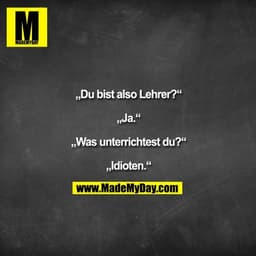 "„Du bist also Lehrer?“

„Ja.“

„Was unterrichtest du?“

„Idioten.“"