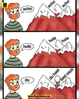 echo
echo
echo

hola
hola
hola

du
du hast
du hast mich