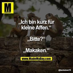 „Ich bin kurz für
kleine Affen.“

„Bitte?“

„Makaken.“