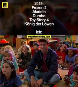 2019:
Frozen 2
Aladdin
Dumbo
Toy Story 4
König der Löwen

Ich:
