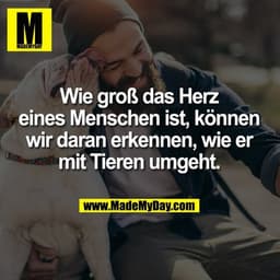 Wie groß das Herz eines Menschen ist, können wir daran erkennen, wie er mit Tieren umgeht.