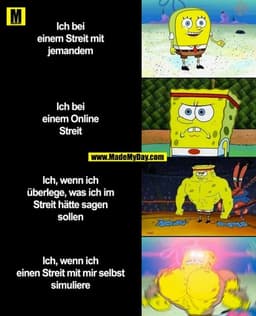 Ich bei
einem Streit mit
jemandem

Ich bei
einem Online
Streit

Ich, wenn ich
überlege, was ich im
Streit hätte sagen
so