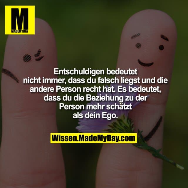 Entschuldigen bedeutet nicht immer, dass du falsch liegst und die andere Person recht hat. Es bedeutet, dass du die Bez…