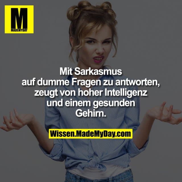 Mit Sarkasmus auf dumme Fragen zu antworten, zeugt von hoher Intelligenz und einem gesunden Gehirn.