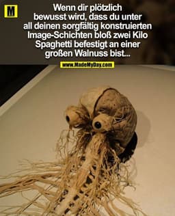 Wenn dir plötzlich bewusst wird, dass du 
unter all deinen sorgfältig konstruierten 
Image-Schichten bloß zwei Kilo Spag