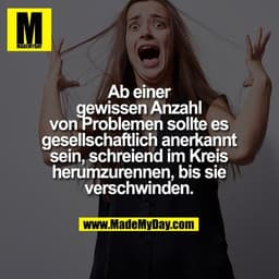 Ab einer gewissen Anzahl von Problemen sollte es gesellschaftlich anerkannt sein, schreiend im Kreis herumzurennen, bis 