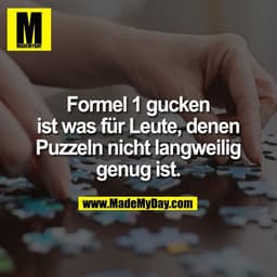 Formel 1 gucken ist was
für Leute, denen Puzzeln
nicht langweilig genug ist.