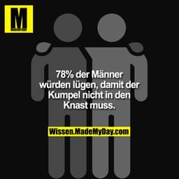 78 % der Männer
würden lügen, damit der
Kumpel nicht in den
Knast muss.