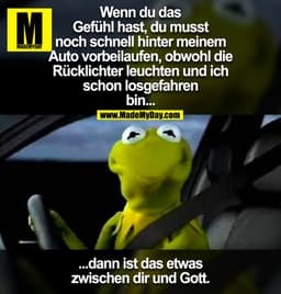 Wenn du das Gefühl hast, du musst noch schnell hinter meinem Auto vorbeilaufen, obwohl die Rücklichter leuchten und ich 