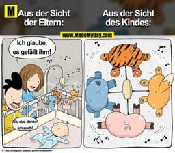Aus der Sicht der Eltern:
Ich glaube, es gefällt ihm!
Ja, das denke ich auch!
Aus der Sicht des Kindes: