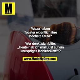 Wozu haben Toaster eigentlich ihre höchste Stufe?

Wer denkt sich bitte „Heute hab ich mal Lust auf ein knuspriges Kohle