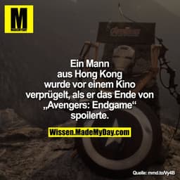 Ein Mann aus Hong Kong wurde vor einem Kino verprügelt, als er das Ende von „Avengers: Endgame“ spoilerte.