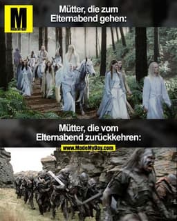 Mütter, die zum
Elternabend gehen:
Mütter, die vom
Elternabend zurückkehren: