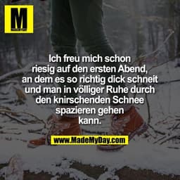 Ich freu mich schon riesig auf den ersten Abend, an dem es so richtig dick schneit und man in völliger Ruhe durch den kn