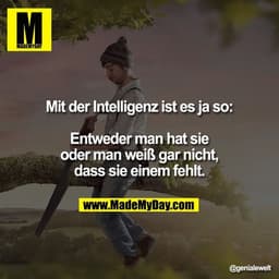 Mit der Intelligenz ist es ja so:

Entweder man hat sie oder man weiß gar nicht, dass sie einem fehlt.