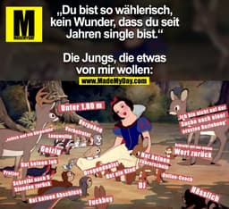 „Du bist so wählerisch, kein Wunder, dass du seit Jahren single bist.“
Die Jungs, die etwas von mir wollen: