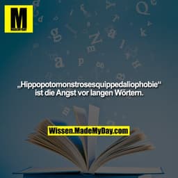 „Hippopotomonstrosesquippedaliophobie“
ist die Angst vor langen Wörtern.