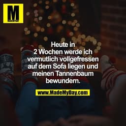 Heute in 2 Wochen werde ich vermutlich vollgefressen auf dem Sofa liegen und meinen Tannen­baum bewundern.