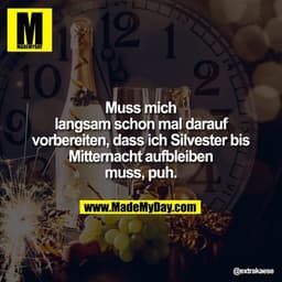 Muss mich langsam schon mal darauf vorbereiten, dass ich Silvester bis Mitternacht aufbleiben muss, puh.