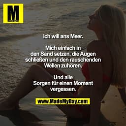 Ich will ans Meer. Mich einfach in den Sand setzen, die Augen schließen und den rauschenden Wellen zuhören. Und alle Sor