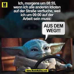 Ich, morgens um 08:55 wenn ich alle anderen Idioten auf der Straße verfluche, weil ich um 09:00 auf der Arbeit sein muss