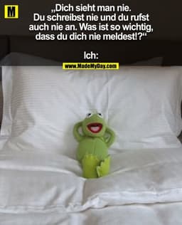 „Dich sieht man nie. Du schreibst nie und du rufst auch nie an. Was ist so wichtig, dass du dich nie meldest!?“

Ich:
