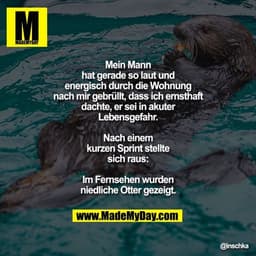 Mein Mann hat gerade so laut und energisch durch die Wohnung nach mir gebrüllt, dass ich ernsthaft dachte, er sei in aku