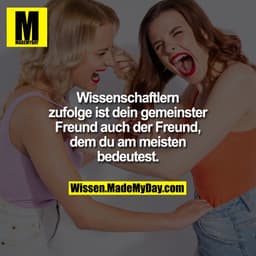 Wissenschaftlern zufolge ist
dein gemeinster Freund
auch der Freund, dem du
am meisten bedeutest.