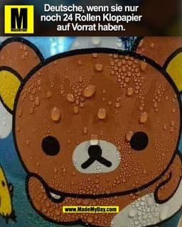 Deutsche, wenn sie nur
noch 24 Rollen Klopapier
auf Vorrat haben.
