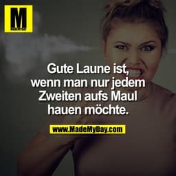 Gute Laune ist, wenn man nur jedem Zweiten aufs Maul hauen möchte.