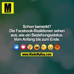 Schon bemerkt?
Die Facebook-Reaktionen sehen
aus, wie ein Beziehungsstatus.
Vom Anfang bis zum Ende.