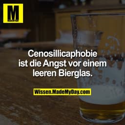 Cenosillicaphobie ist die Angst vor einem leeren Bierglas.