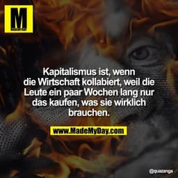 Kapitalismus ist, wenn die Wirtschaft kollabiert, weil die Leute ein paar Wochen lang nur das kaufen, was sie wirklich b