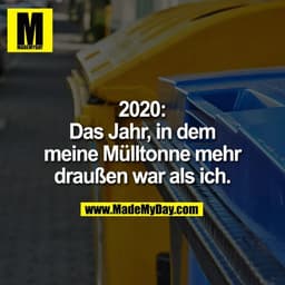 2020: Das Jahr, in dem meine Mülltonne mehr draußen war als ich.