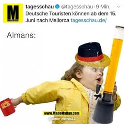 tagesschau •
@tagesschau • 9 Min.
Deutsche Touristen können ab dem 15.
Juni nach Mallorca tagesschau.de/
Almans:
@alman_