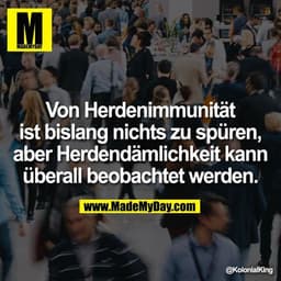 Von Herdenimmunität ist bislang nichts zu spüren, aber Herdendämlichkeit kann überall beobachtet werden.