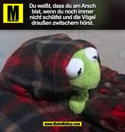 Du weißt, dass du am Arsch
bist, wenn du noch immer
nicht schläfst und die Vögel
draußen zwitschern hörst.
