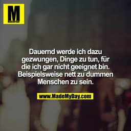Dauernd werde ich dazu gezwungen, Dinge zu tun, für die ich gar nicht geeignet bin. Beispielsweise nett zu dummen Mensch