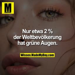 Nur etwa 2 % der Weltbevölkerung hat grüne Augen.