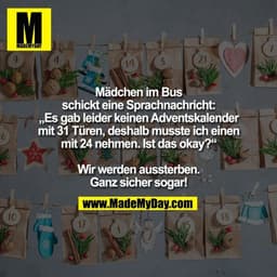 Mädchen im Bus schickt eine Sprachnachricht: „Es gab leider keinen Adventskalender mit 31 Türen, deshalb musste ich eine