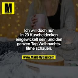 Ich will doch nur in 20 Kuscheldecken eingewickelt sein und den ganzen Tag Weihnachtsfilme schauen.